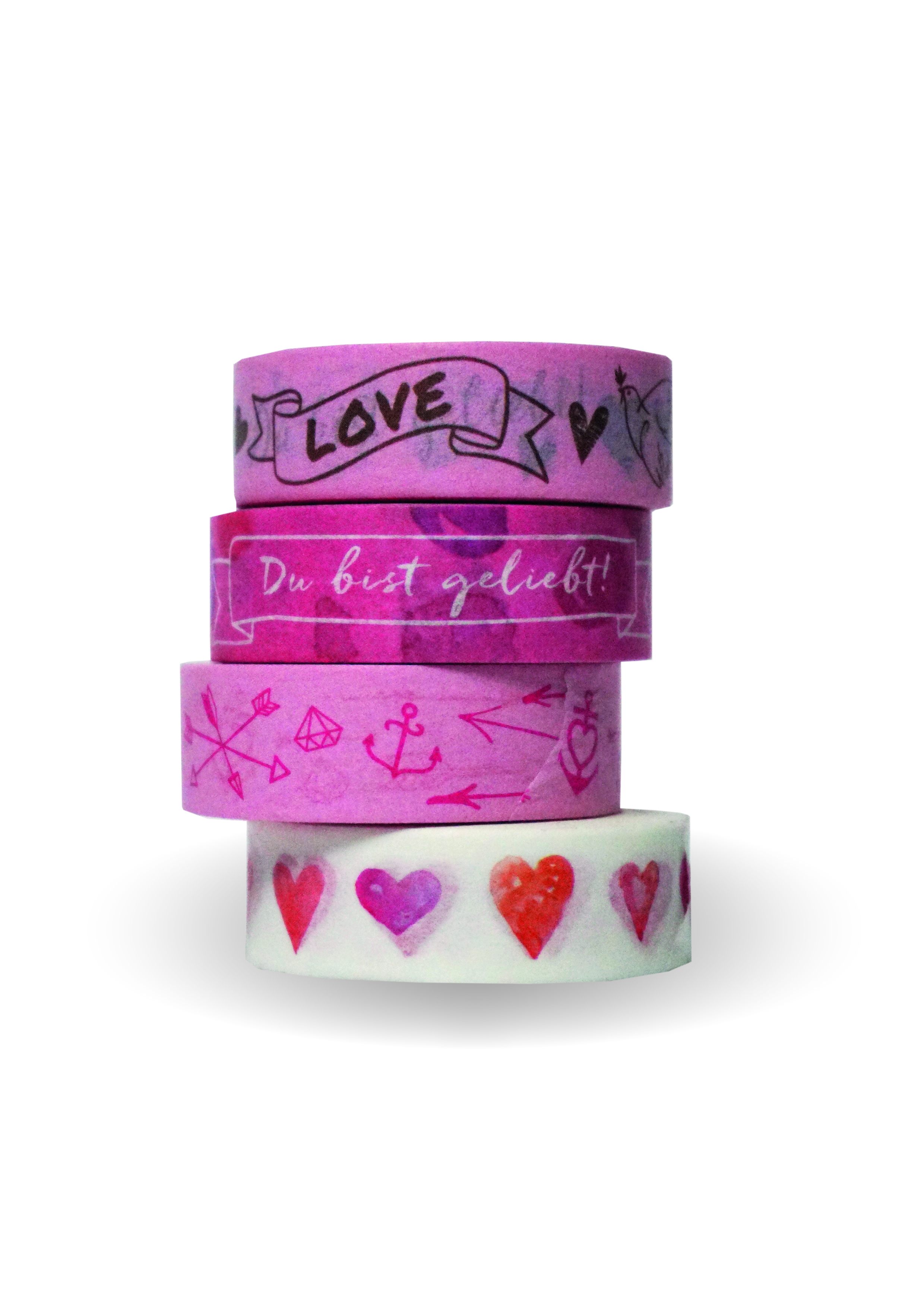 Washi Tapes Set, rosa: Du bist geliebt